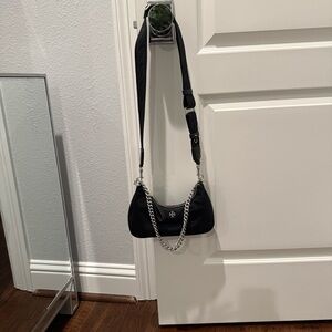 Tory Burch Black Shoulder Bag with Silver Chain